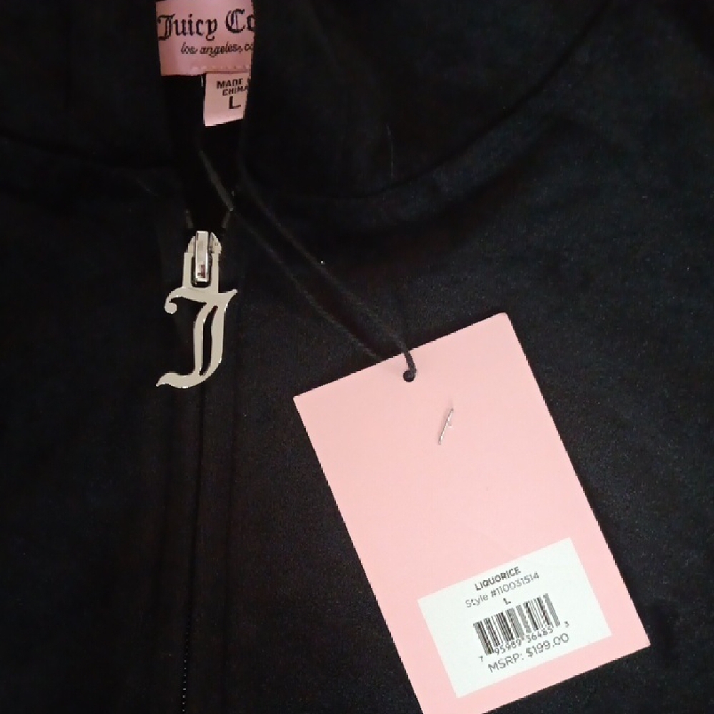 Juicy Couture Black Zip-Up Hoodie L NWT - Picture 2 of 3